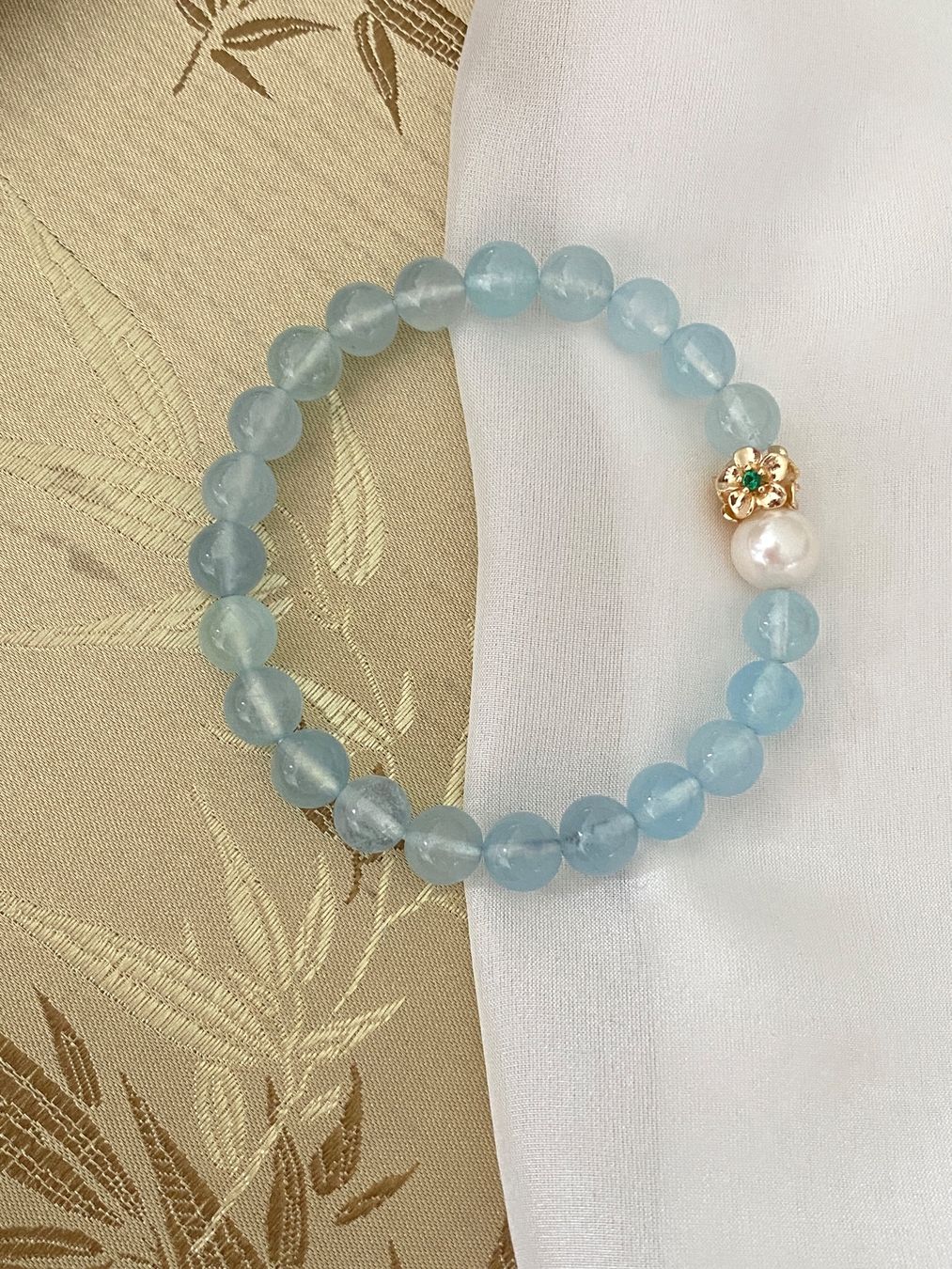 Bracciali & Braccialetti: Aquamarin Süsswasserperlen Armband echte – Nuovo e nell'imballaggio originale da Sarnen venduto da catnini