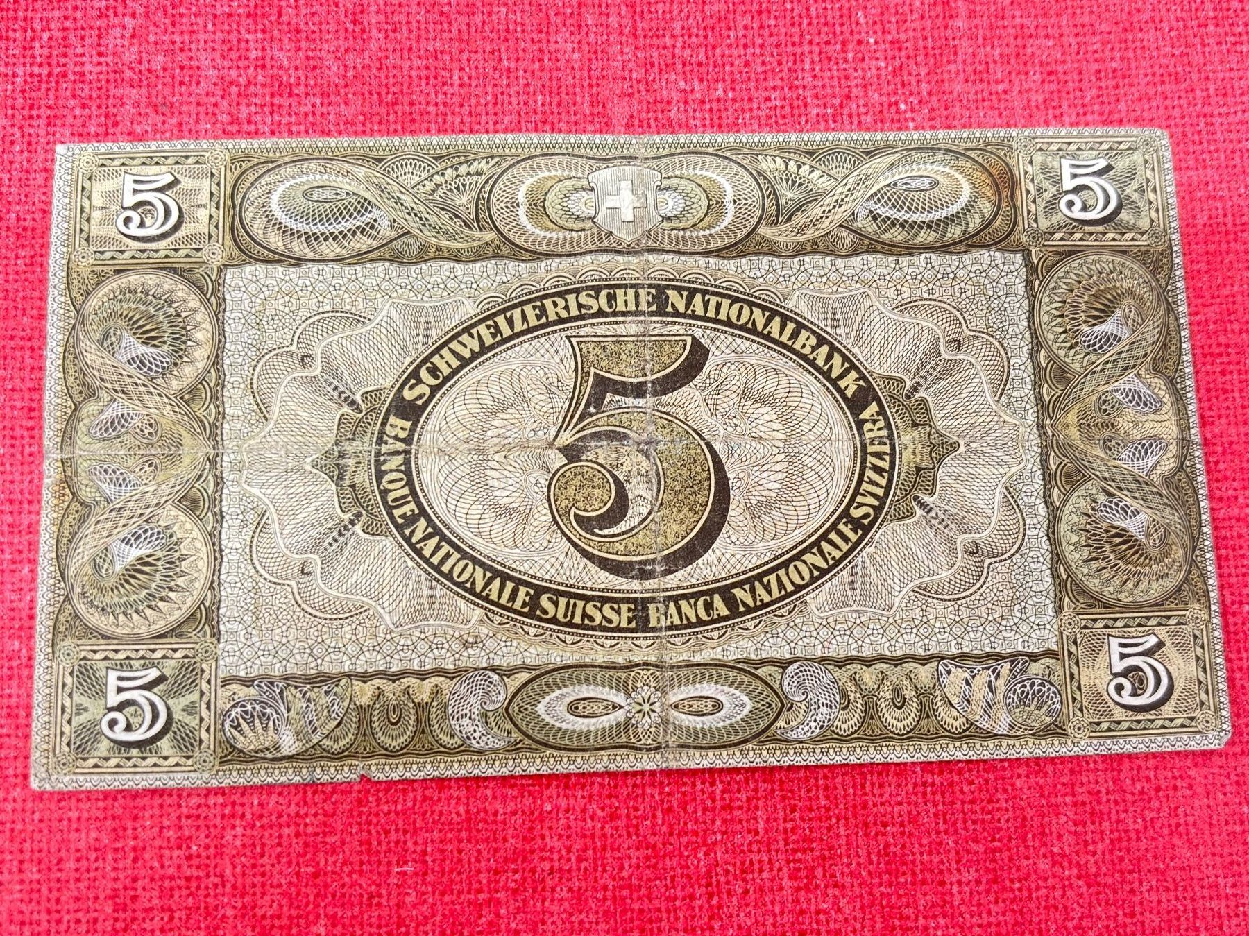Banknoten: 5 Fanken  Banknote 1949 gebraucht – Gebraucht aus Ormalingen von digital09 1