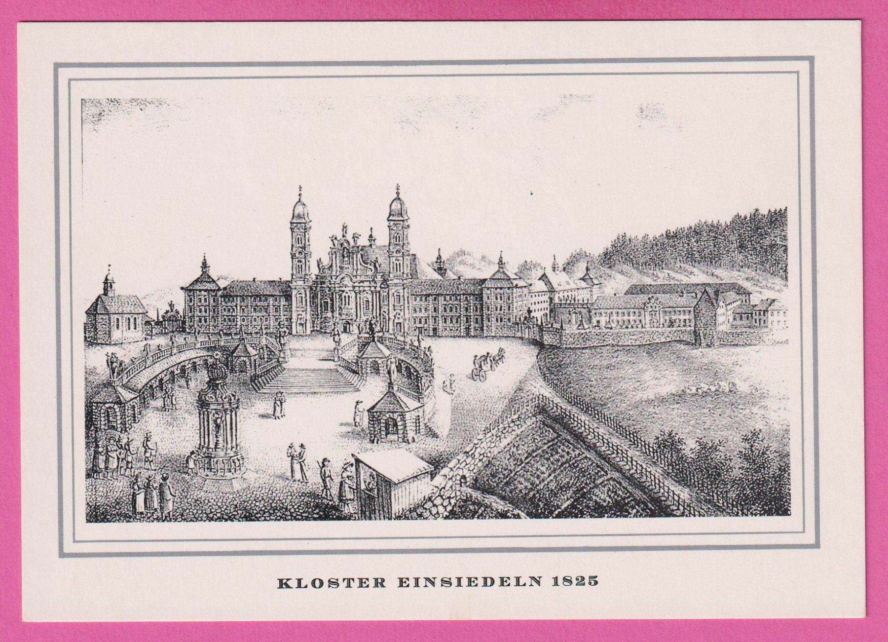 Cartoline postali: Kloster Einsiedeln 1825 REPRO Karte – Usato da Einsiedeln venduto da dillie