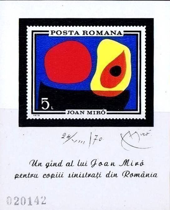 Alle Briefmarken: Block "Malerei. Joan Miró". Rumänien. – Neu und originalverpackt aus Basel von Butsch5