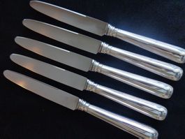 * 5 X COUTEAU D'ENTREE JEZLER FILET ANCIENNE ARGENT 800
