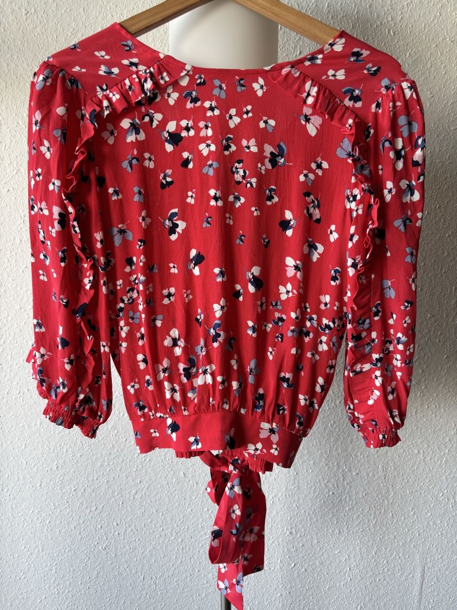 Kookai Camicette: Blouse cache-cœur Kookai rouge  – Nuovo (secondo la descrizione) da Onex venduto da ali_8gbq 6
