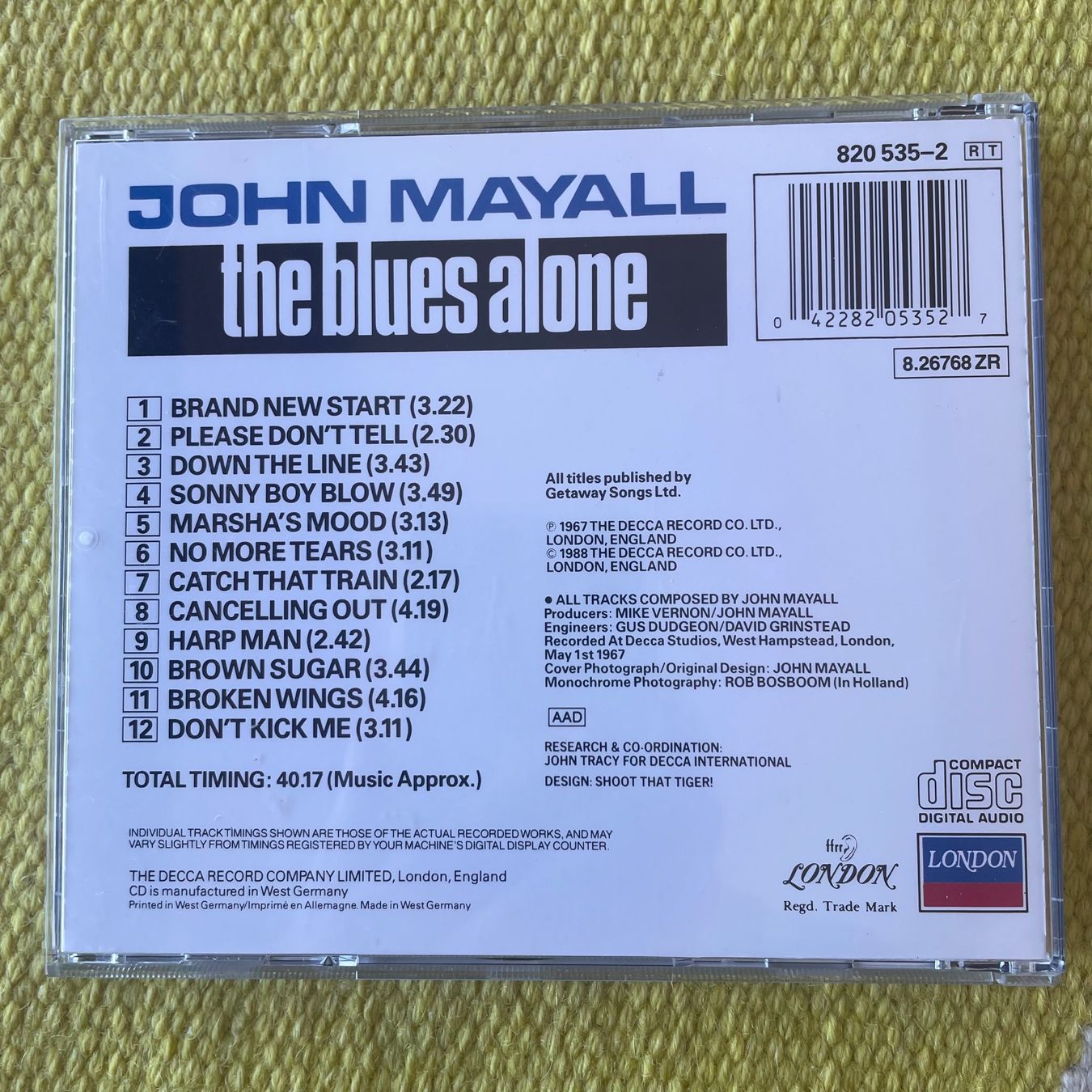 CD: JOHN MAYALL-THE BLUES ALONE67 – Usato da Rorschacherberg venduto da CD-Roli 1
