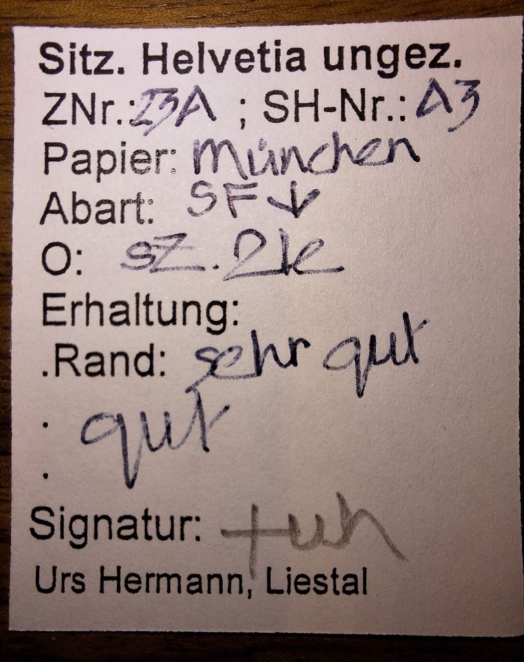 Tutti i francobolli: Strubel 23A3 mit Befund Kat. 110.- – Usato da Balgach venduto da SIMEON27 2