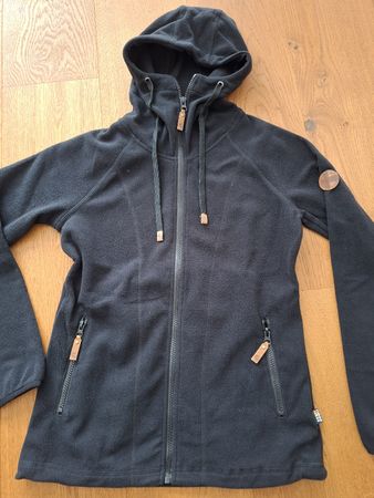 Kuschelige Fleecejacke mit Kapuze, Grösse 38 Schwarz!