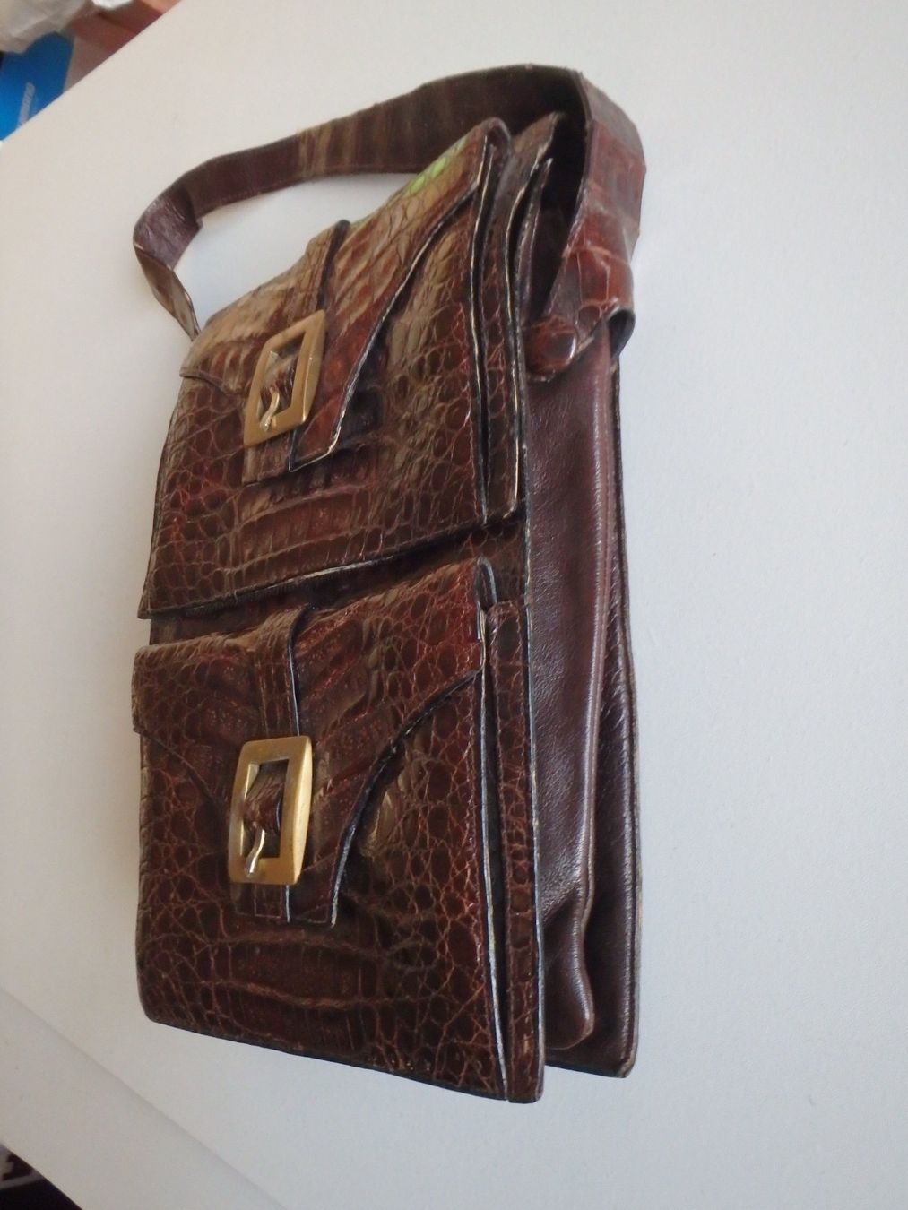 Borse: Vintage echt Kroko Herren oder Damen Tasche mit Doppelfach – Usato da Schöfflisdorf venduto da pullux 3