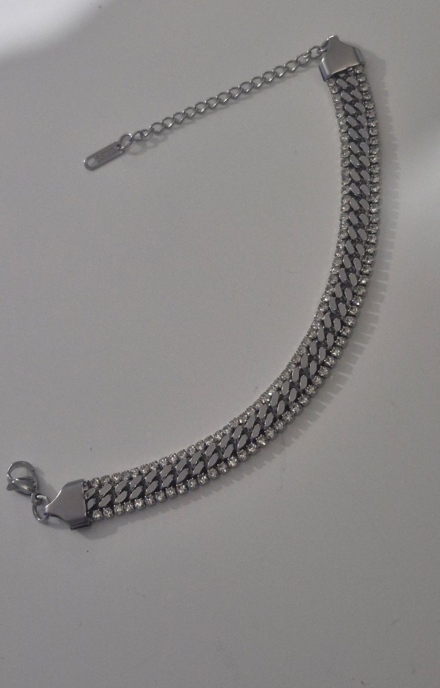 Bracelets: Bracciale catena con strass argento 18+5cm – Neuf (Voir description) à Giubiasco par Stefaniav 6