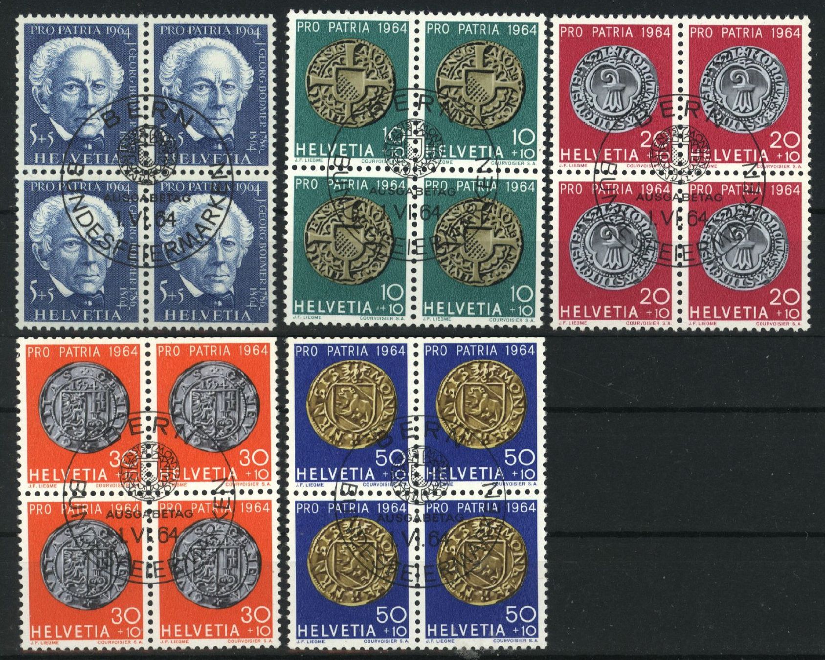 Alle Briefmarken: 1964, Pro Patria, Viererblock, ET, gummiert – Gebraucht aus Willisau von Vollstempel