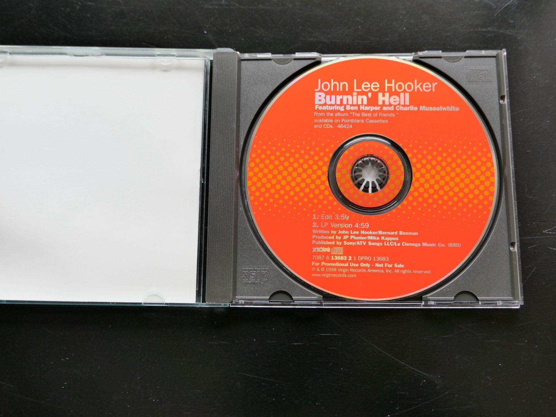 CD: CD-S JOHN LEE HOOKER: Burnin' hell, 1998 1 track – Usato da Bern venduto da Balzamico 2