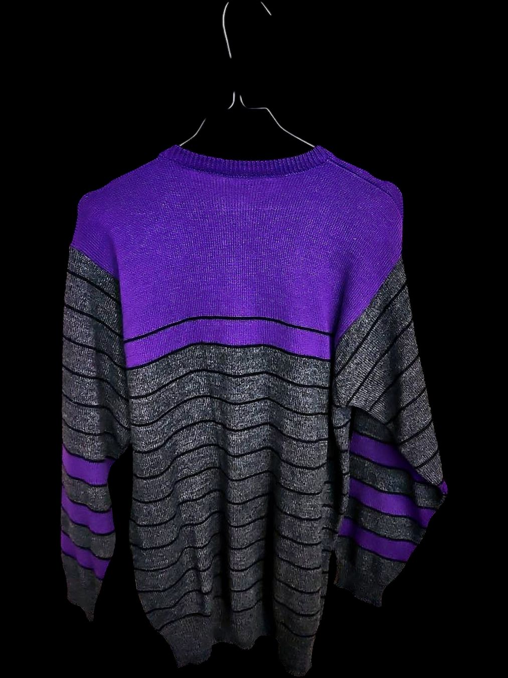 Maglioni & Felpe: Dolores Vintage Lila & Grau Gestreifter Henley Pullover – Usato da Zug venduto da vinokilo 3