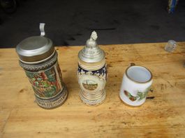 3 Bierkrüge vintage Raritäten , eine mit Musikdose
