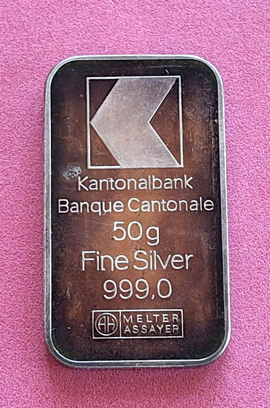 Edelmetalle: KANTONALBANK - 50 GRAMM - FEINSILBER – Gebraucht aus Boniswil von dpd4coins
