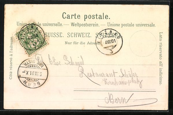 Cartoline postali: Lithographie Rigi-Kulm, Hotel, 1901 – Usato da Berlin venduto da bartko-reher 1