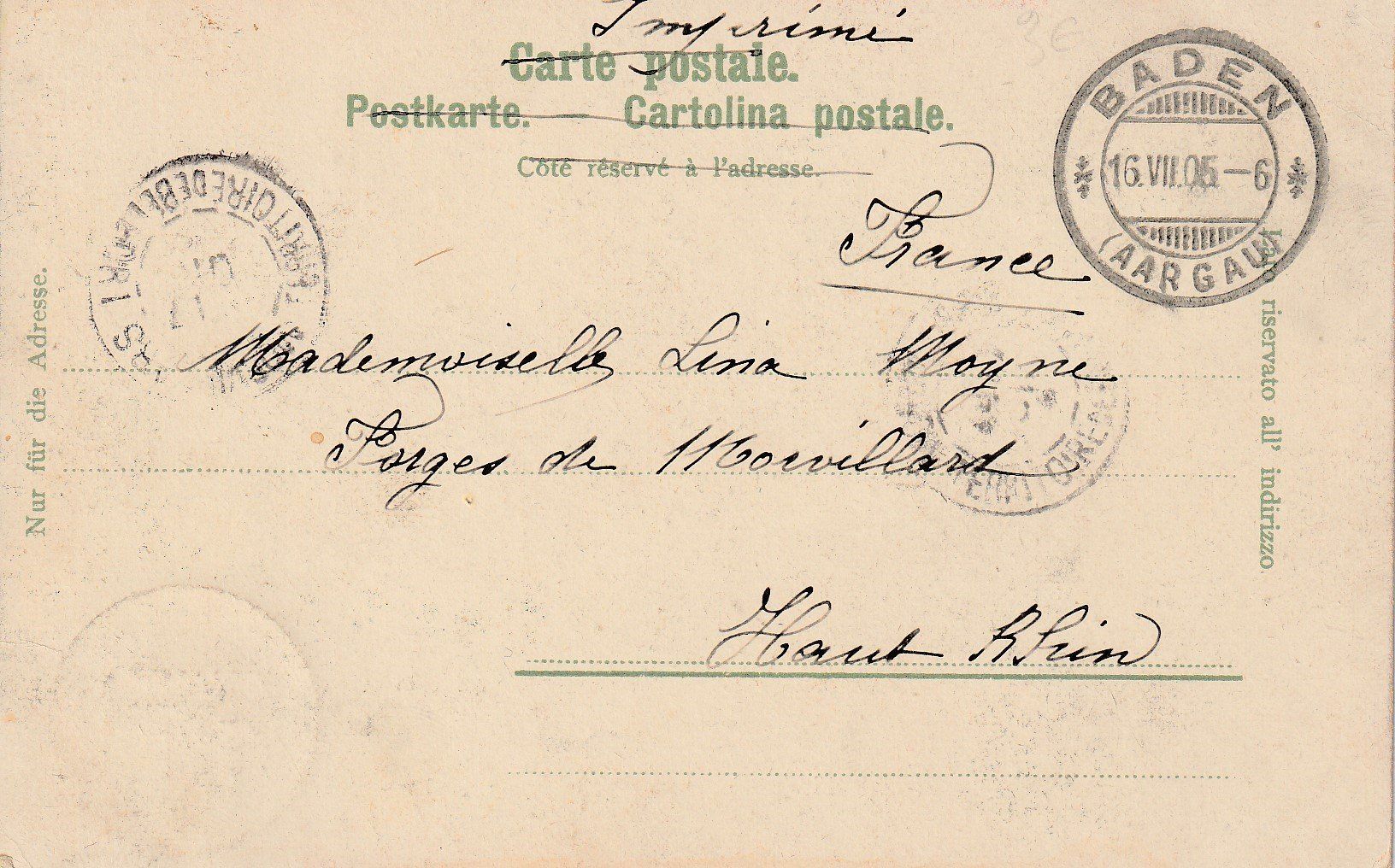 Cartoline postali: AK Baden - gel. 16.7.1905 – Usato da Fribourg venduto da schnalla92 1
