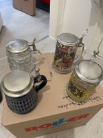4x Bierkrüge mit Deckel, Sammlerstücke