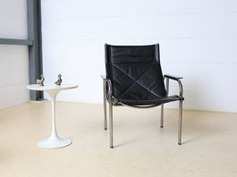 Strässle Ledersessel | Schwarz Chrom |