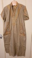 Afrika-Kaftan Kleid Olivgrün Baumwolle & Stickereien