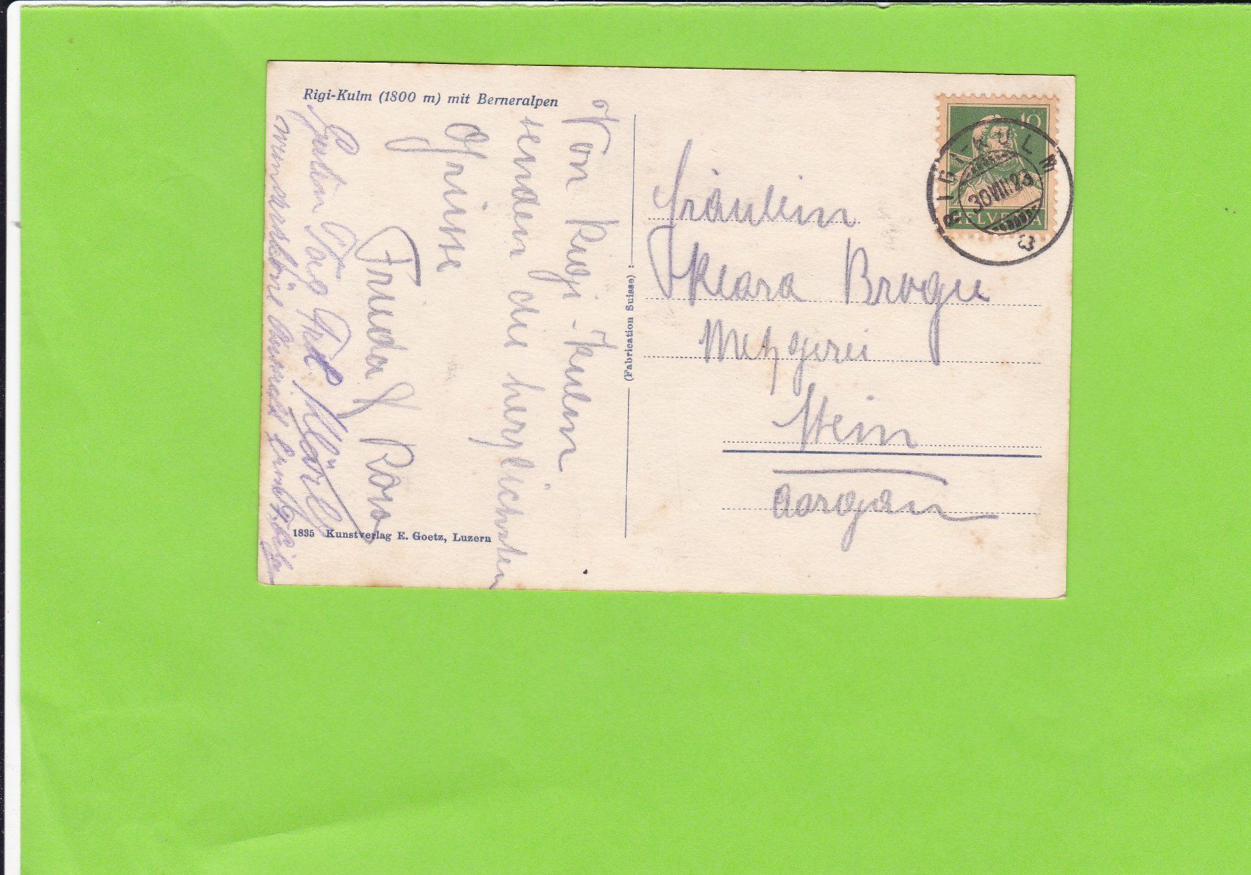 Cartoline postali: Rigi-Kulm, Berneralpen – Usato da St. Peterzell venduto da neckertal 1