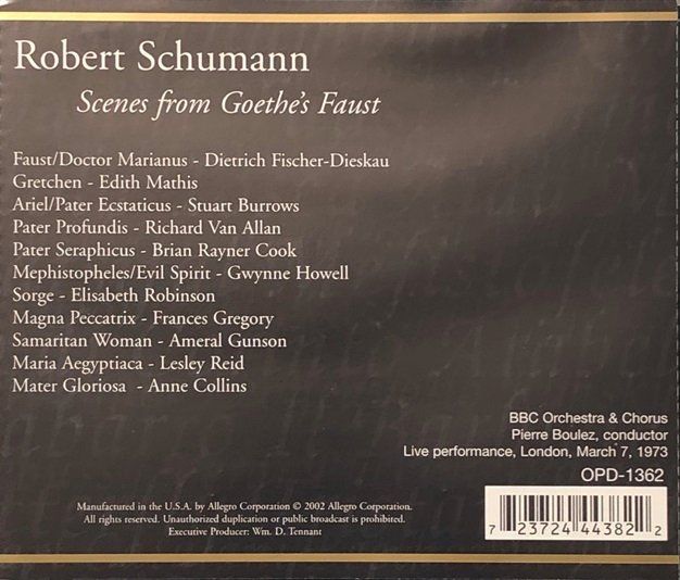 CD: Schumann - Scenes from Goethe's Faust – Usato da Grüningen venduto da azulamarillo 1