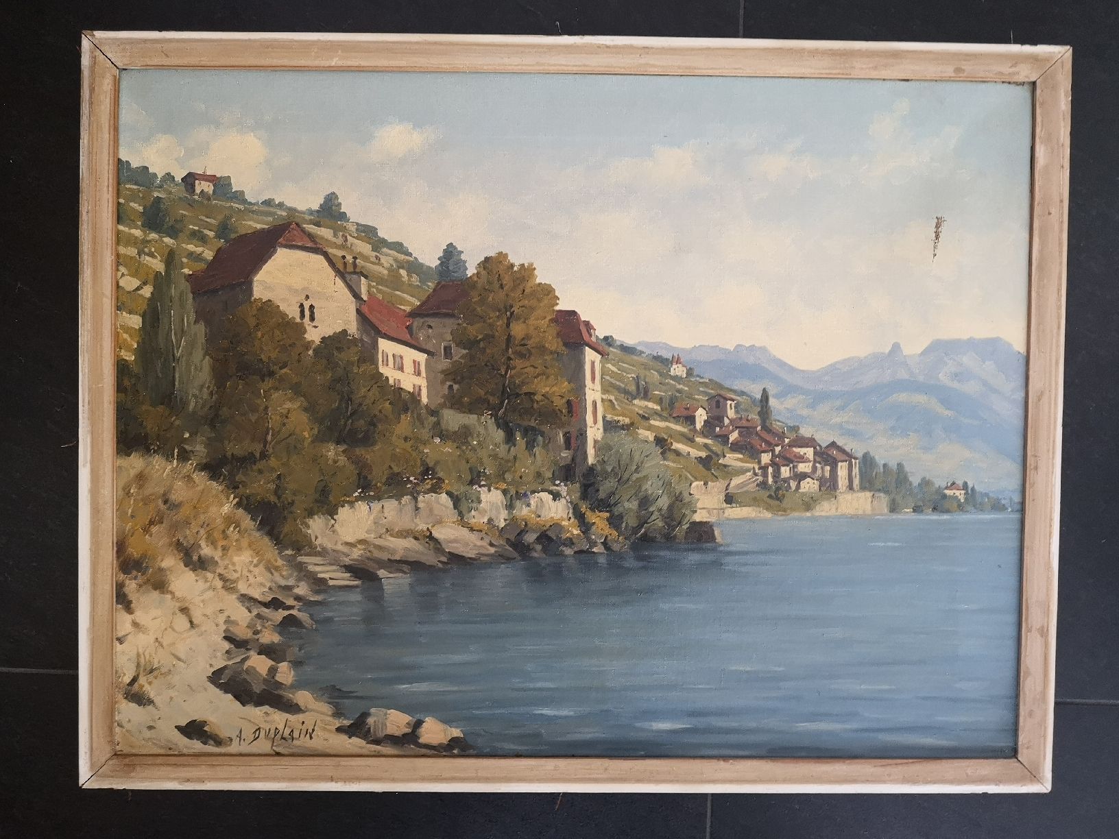 Dipinti: Très beau tableau du peintre Albert Duplain, lac Léman – Usato da Conthey venduto da Cathlouz 6