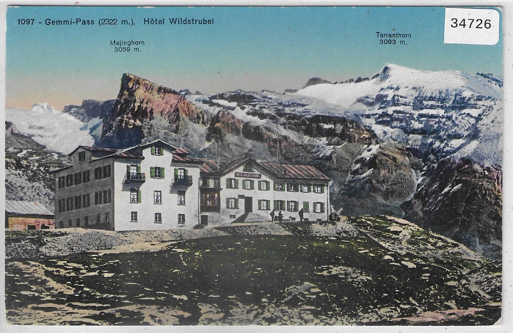 Cartes postales: Gemmi-Pass - Hotel Wildstrubel - Litho – D'occasion à Ettingen par Kartenplanet