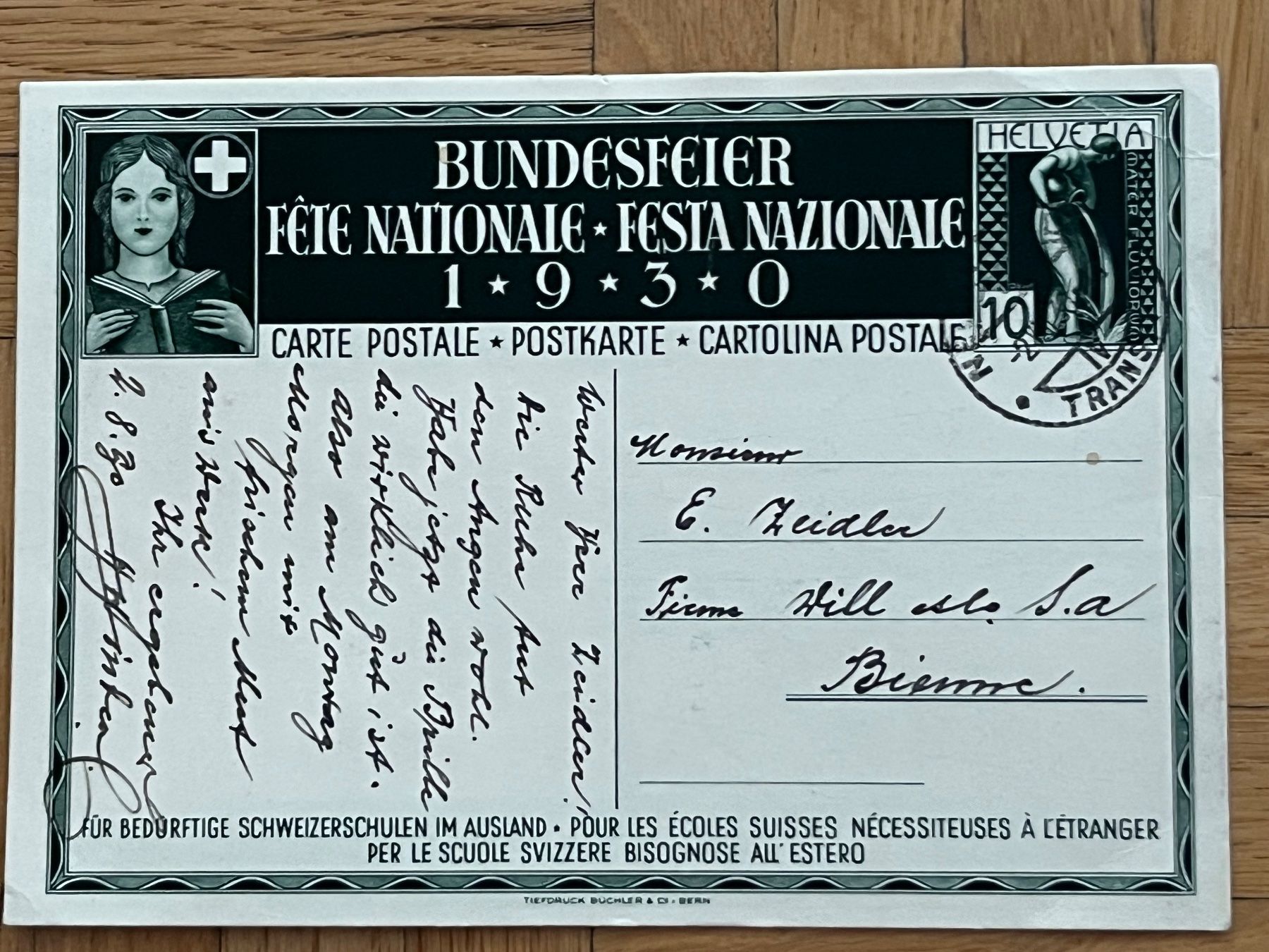 Tutti i francobolli: Bundesfeierkarte 1930 10 Rp. – Usato da Romanshorn venduto da luxcollect 1