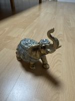 Dekofigur Elefant goldfarben mit Steinen guter Zustand