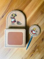 Vintage Notizzettelhalter und Brieföffner aus Holz