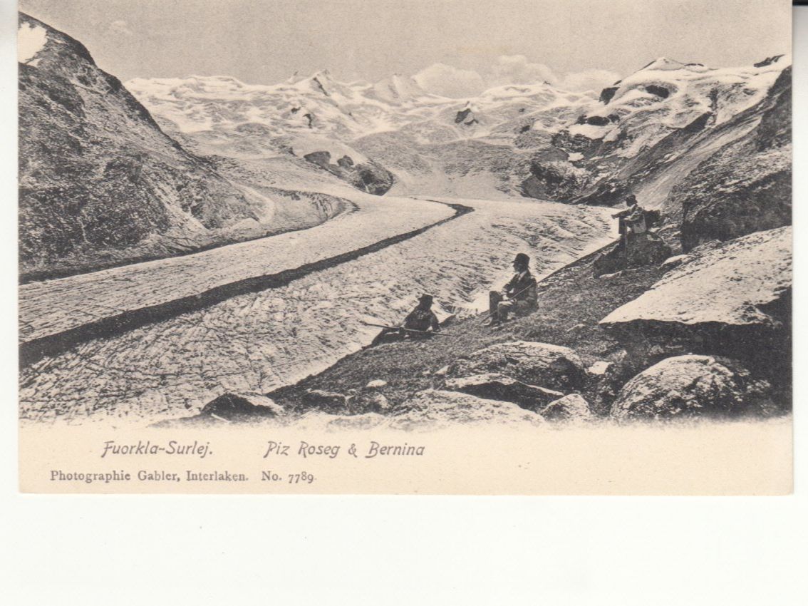 Cartoline postali: Piz Roseg und Bernina, ca. 1910 – Usato da Bürglen TG venduto da StampGraf