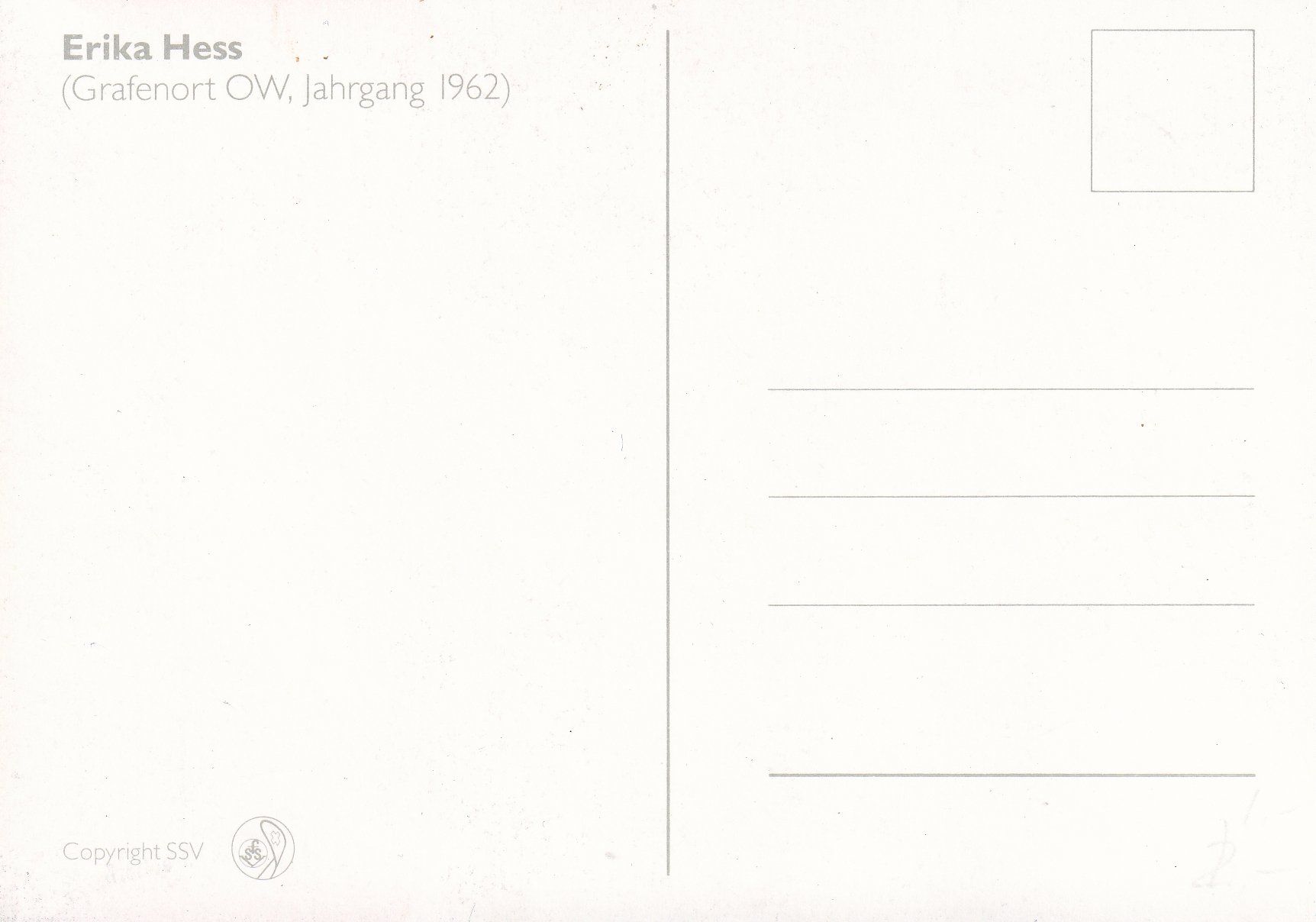 Cartoline postali: Schweizer Skistars - Erika Hess /bf – Usato da Hombrechtikon venduto da Rudolf07 1