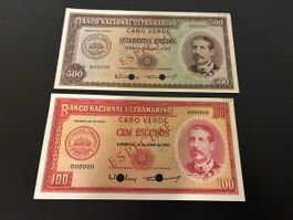2 verschiedene Banknoten espécimens