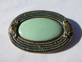 Grosse Vintage-Brosche mit Porzellan-Kern, Handarbeit
