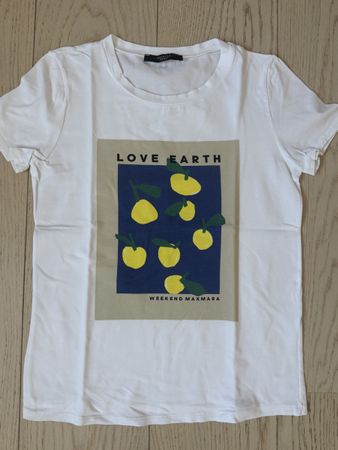 Weekend Max Mara White "Love Earth" Lemon Print T-Shirt Size