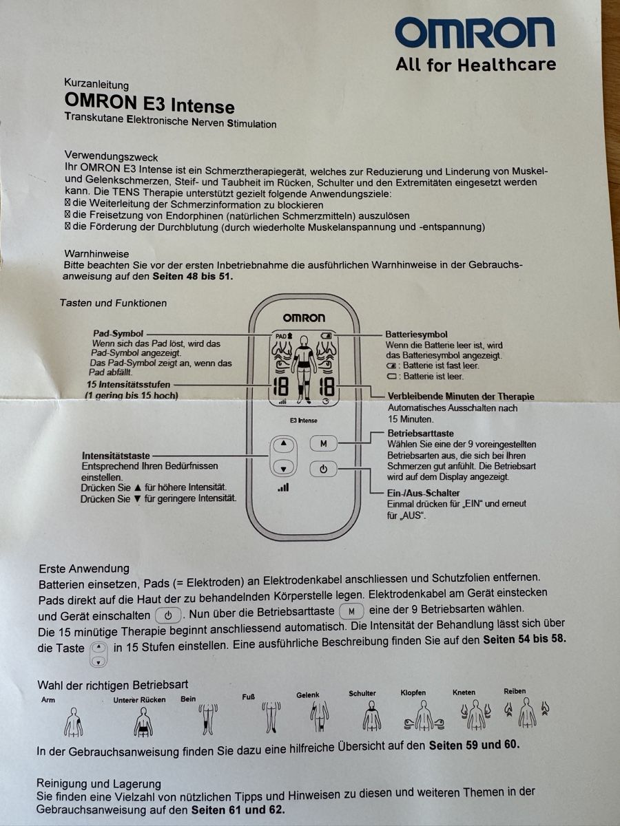 Omron Attrezzature mediche: Schmerztherapiegerät Omron E3 Intense – Usato da Zürich venduto da pilatus777 3