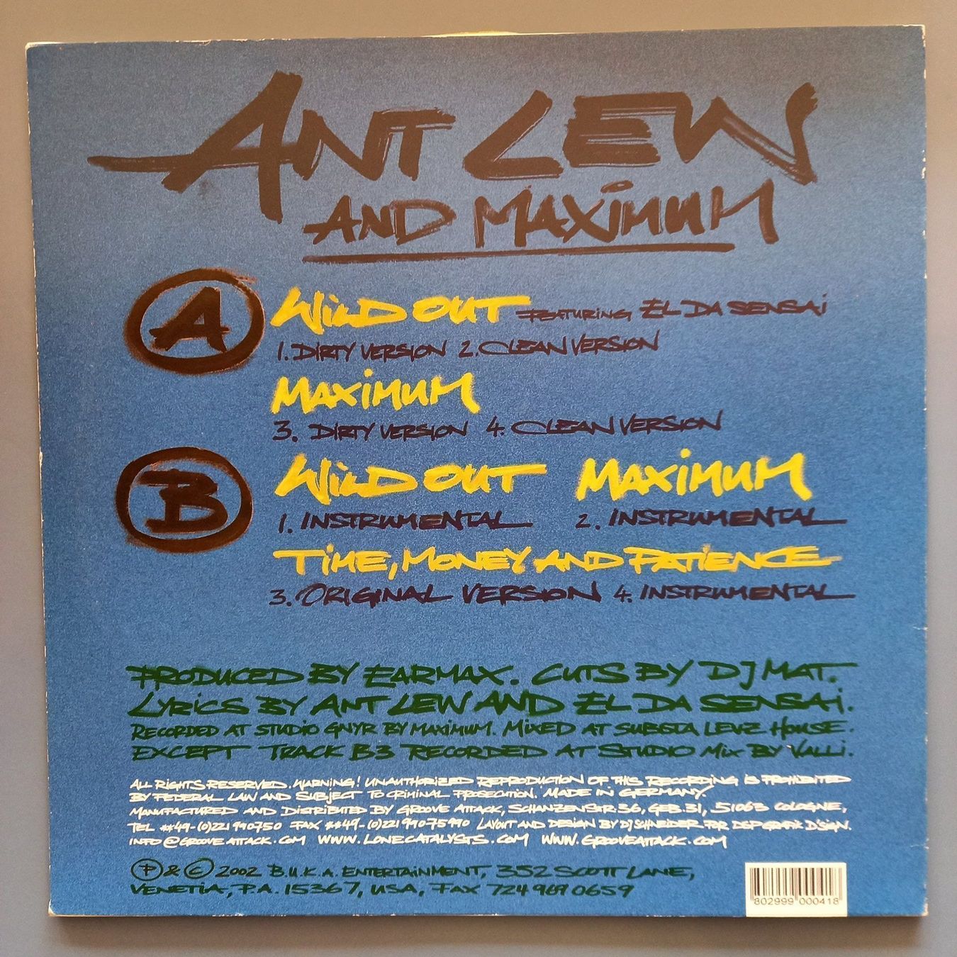 Dischi in vinile: Ant Lew and Maximum  ‎– Wild Out, US-2002 RAP – Usato da münchenstein venduto da karl_heinz_krasser 1