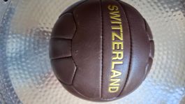 Ballon de football marron cuir vintage SWITZERLAND lacets...