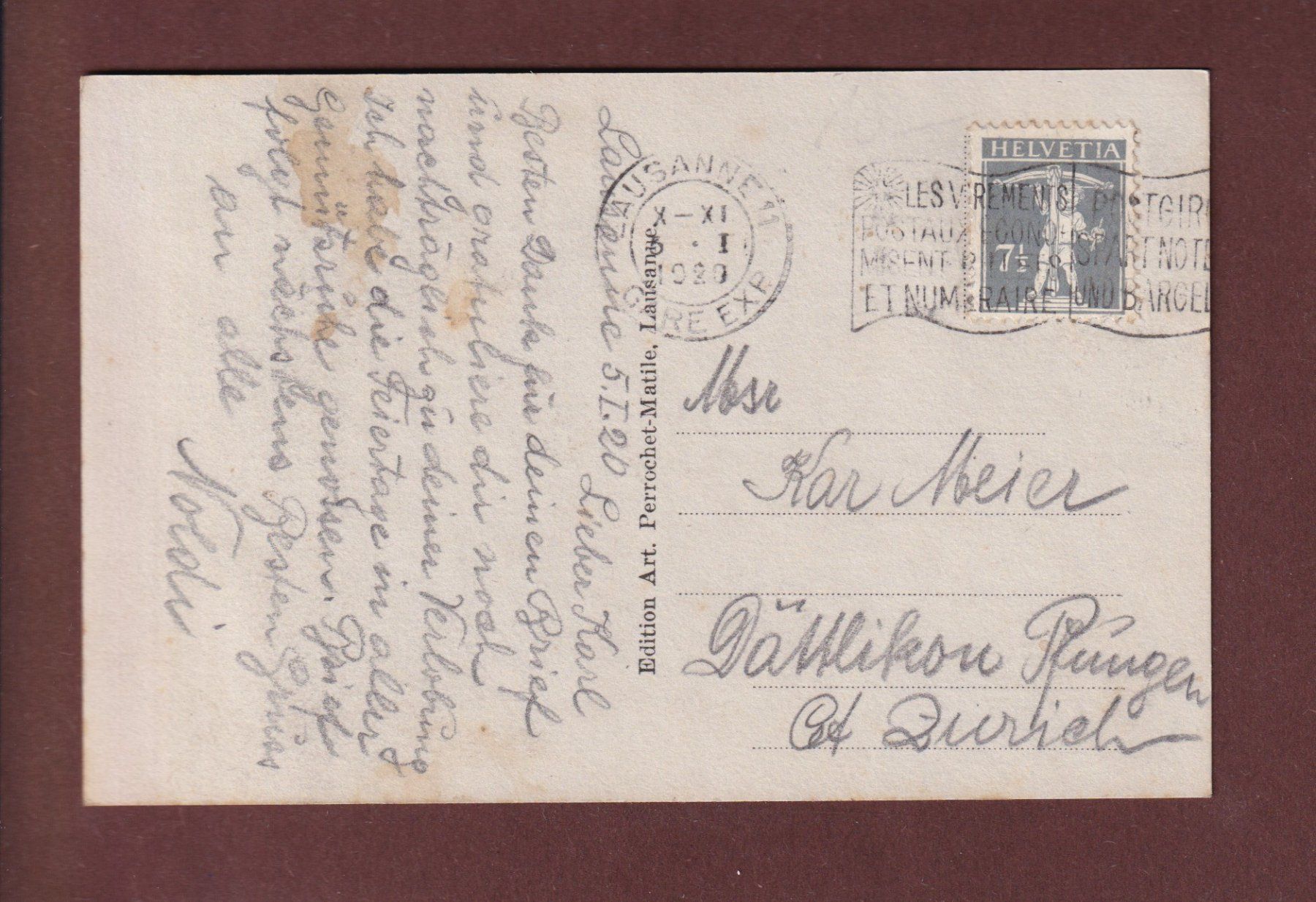 Cartoline postali: LAUSANNE - Rue Centrale - Cathédrale - 1920 – Usato da Pully venduto da nicecards 1