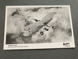 Flugzeug-Postkarte Hawker Hind, Rolls-Royce Kestrel Motor