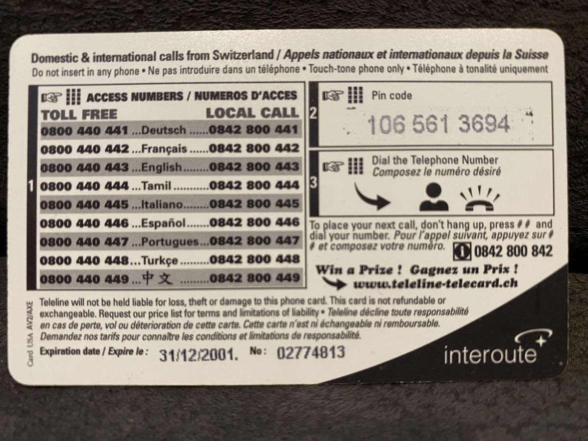 Schede telefoniche: Teleline – Usato da Lausanne venduto da babacard10 1