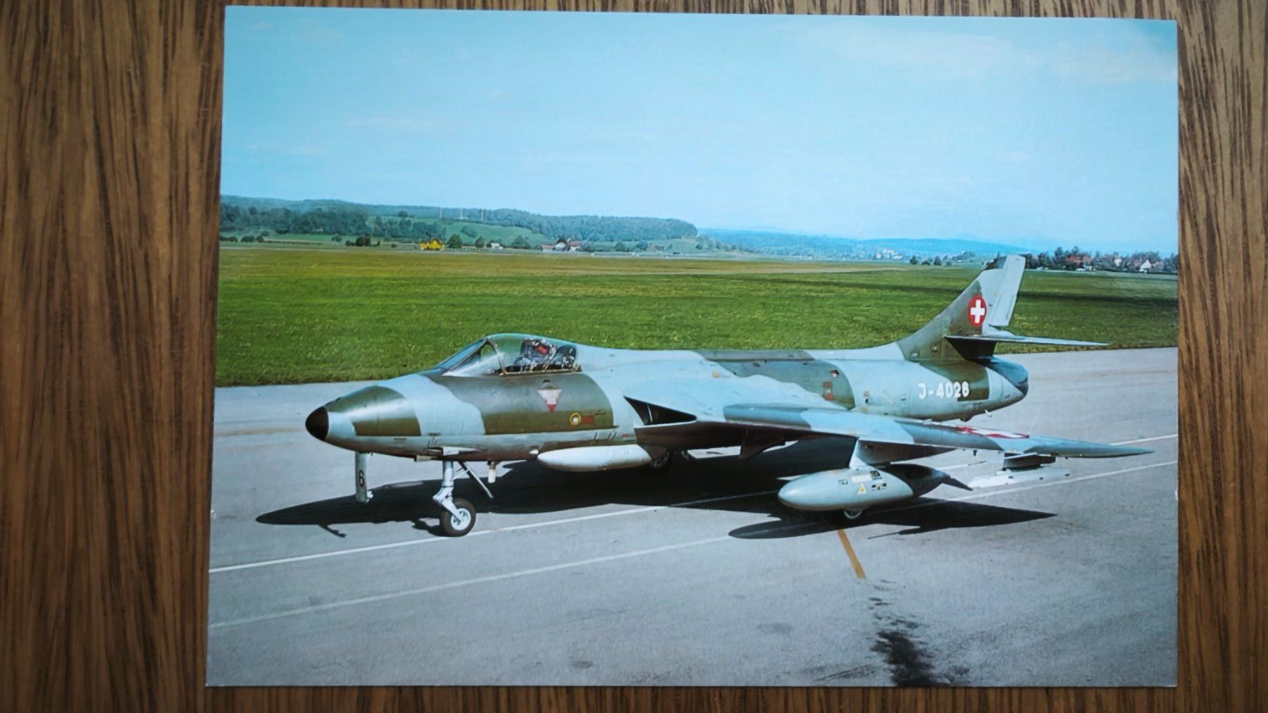 Cartoline postali: AK Schweizer Luftwaffe Hawker Hunter Mk.58 – Usato da Aesch BL venduto da Opirol