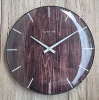 Nextime Wanduhr "Edge Wood Dome", Glas, Braun, Ø 35 cm