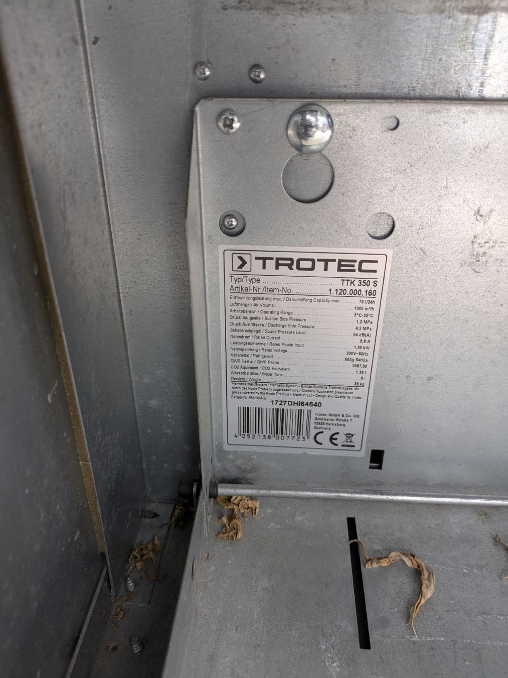 Trotec Deumidificatori: Luftentfeuchter Trotec TTK350s – Usato da Wallisellen venduto da bspm20 4