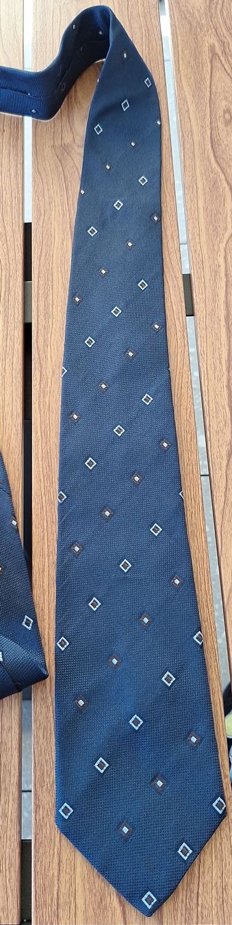 Krawatten: Cravate bleue Spagnoletto à petits losanges – Gebraucht aus Genève von mbest01