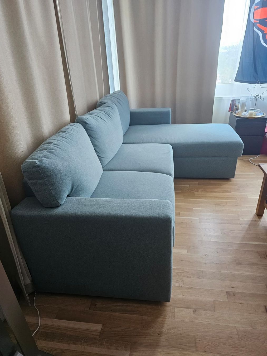 Ikea Sofas: 3er-Bettsofa mit Récamiere, Tibbleby hell grautürkis – Neuf (Voir description) à Etzwilen par mue_mm76 4