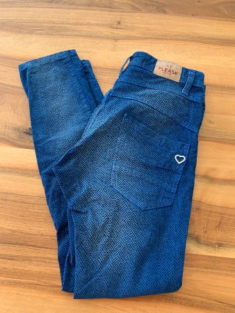 PLEASE exclusive blauer Farbverlauf Samt Jeans Muster Gr XS