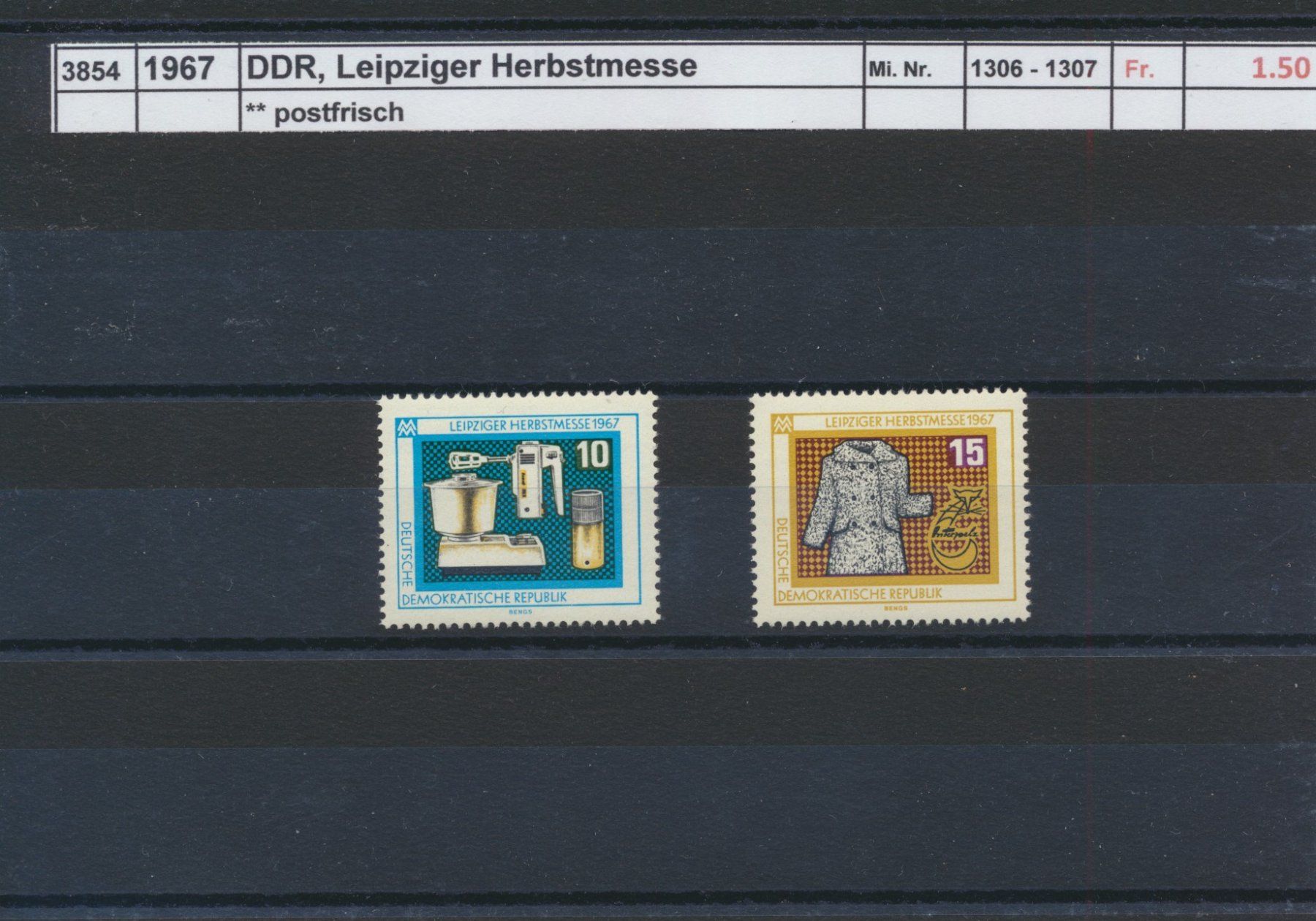 Tutti i francobolli: 1967 DDR, "Leipziger Herbstmesse", ** postfrisch – Nuovo (secondo la descrizione) da Winterthur venduto da Zupogeru