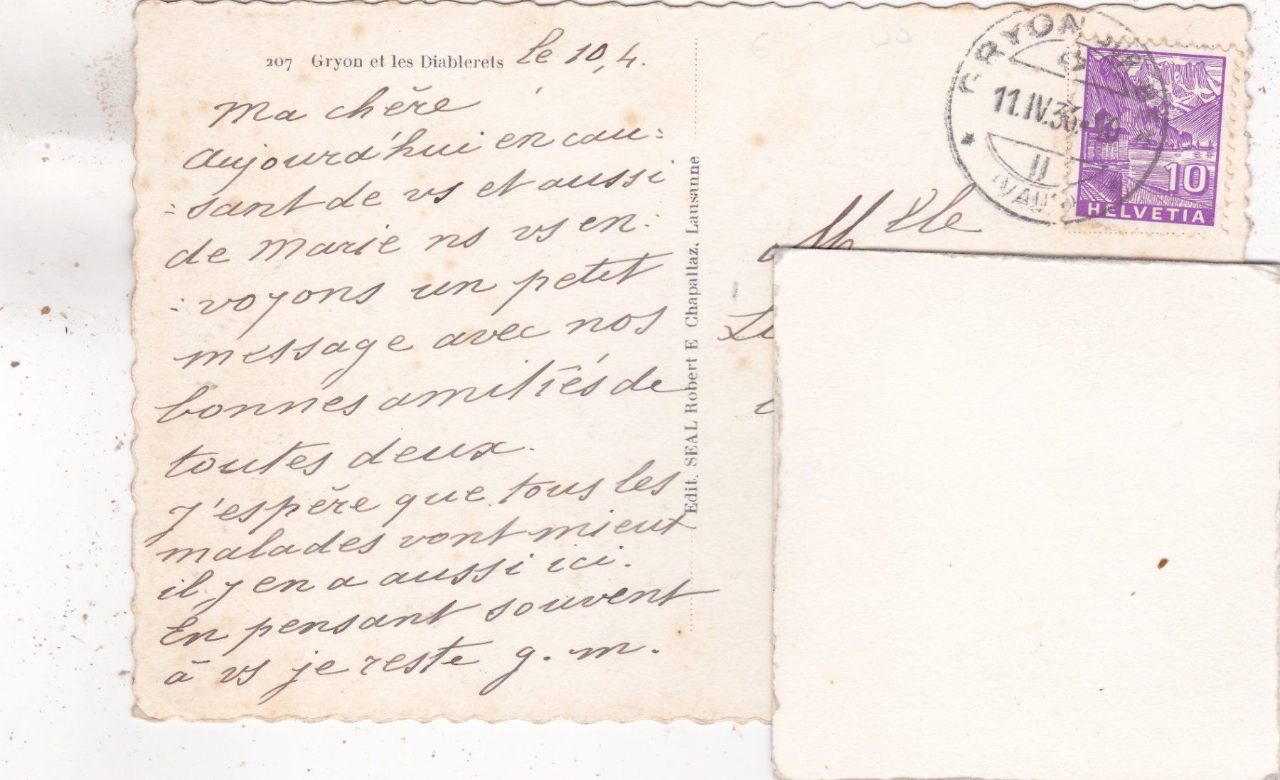 Ansichtskarten: Gryon et les Diablerets 1936 – Gebraucht aus Herisau von Lisegrat2008 1