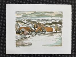 Winterliche Landschaft von FRED BAUMANN 1985      (ID B5785)