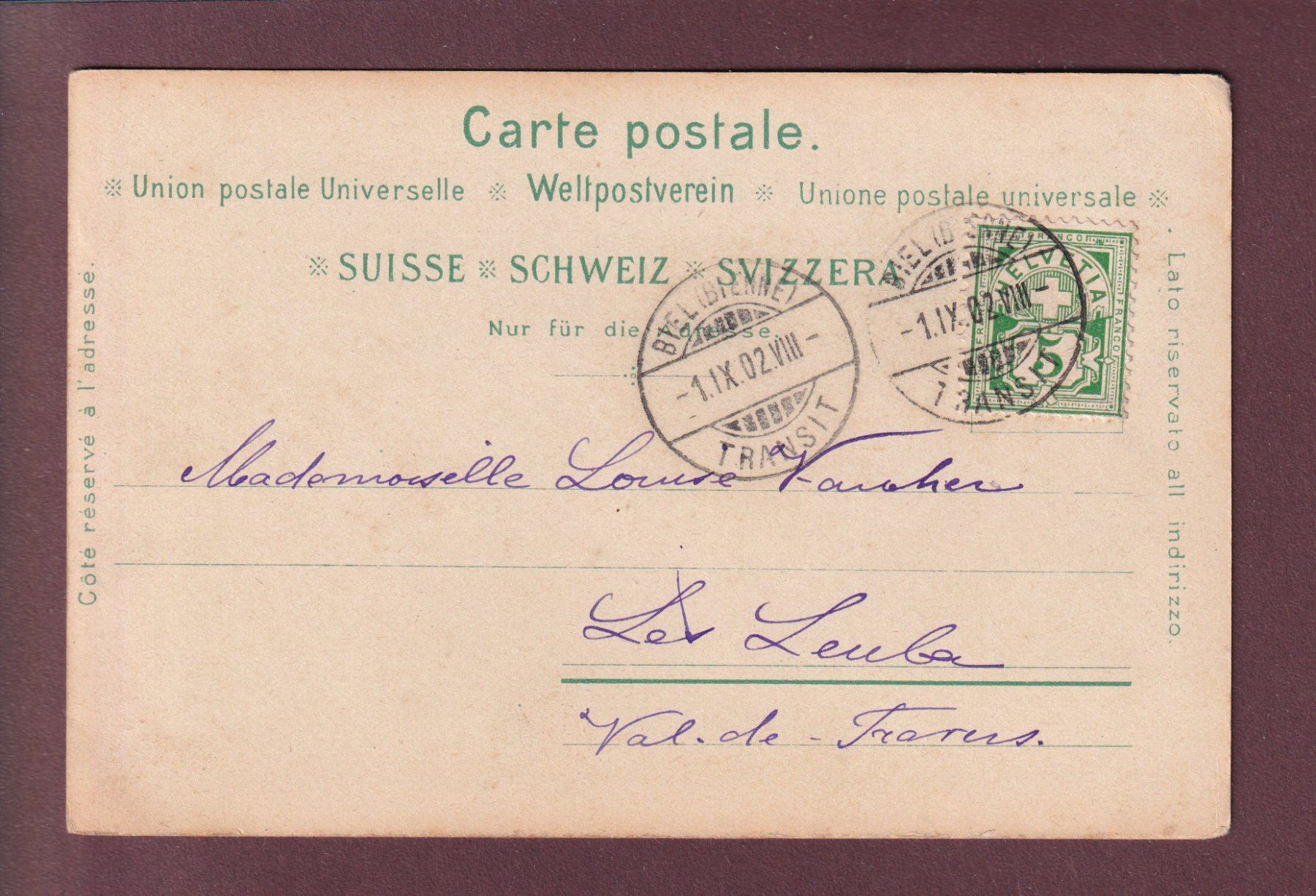Cartoline postali: BERN - Frau mit Tracht - 1902 – Usato da Pully venduto da nicecards 1