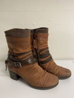 Leder-Stiefeletten Gr 38 im Cowboy-Stil